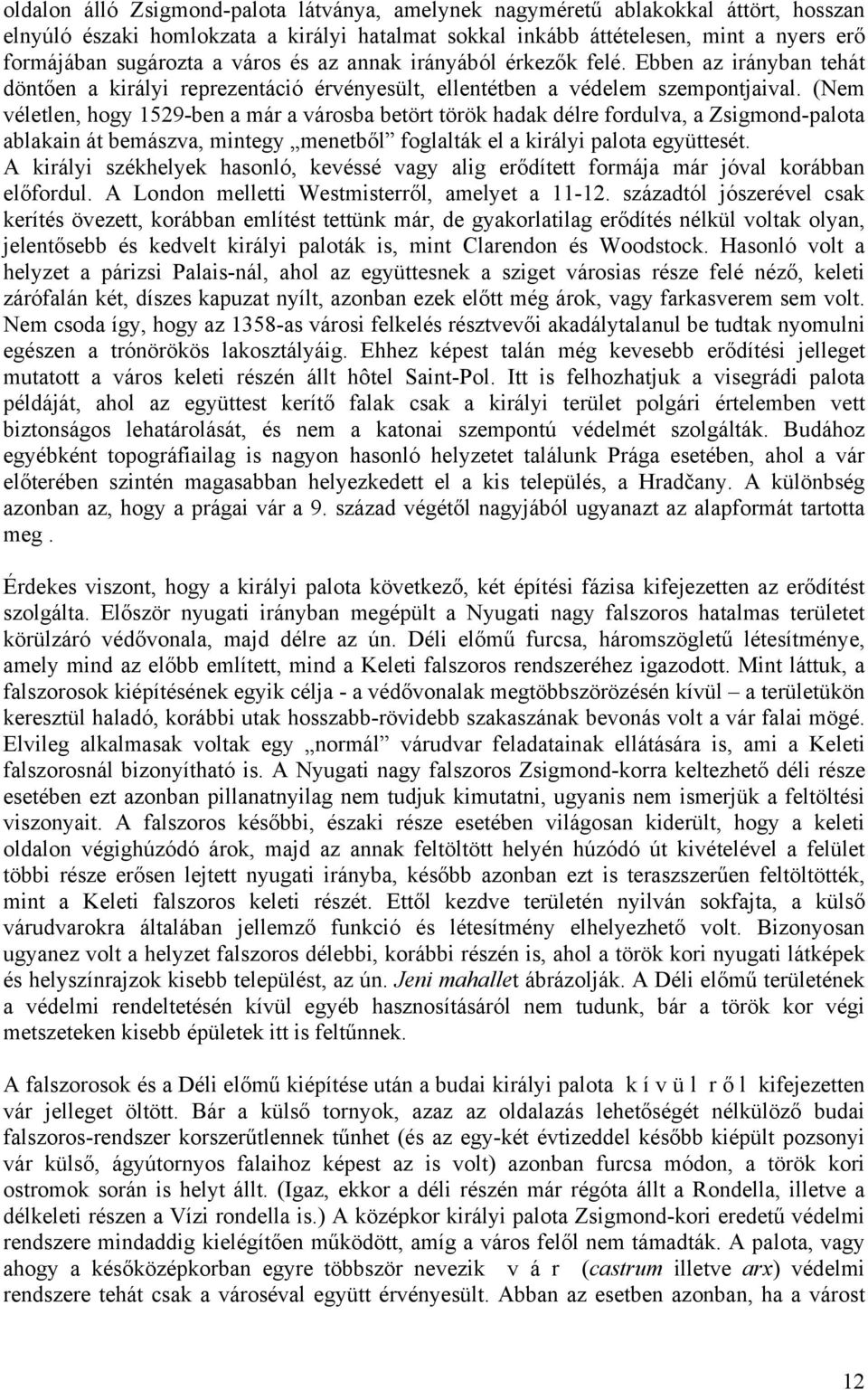 (Nem véletlen, hogy 1529-ben a már a városba betört török hadak délre fordulva, a Zsigmond-palota ablakain át bemászva, mintegy menetből foglalták el a királyi palota együttesét.