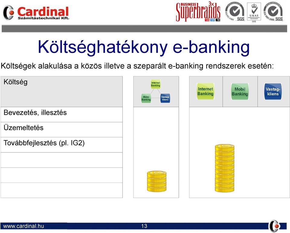 e-banking rendszerek esetén: Költség