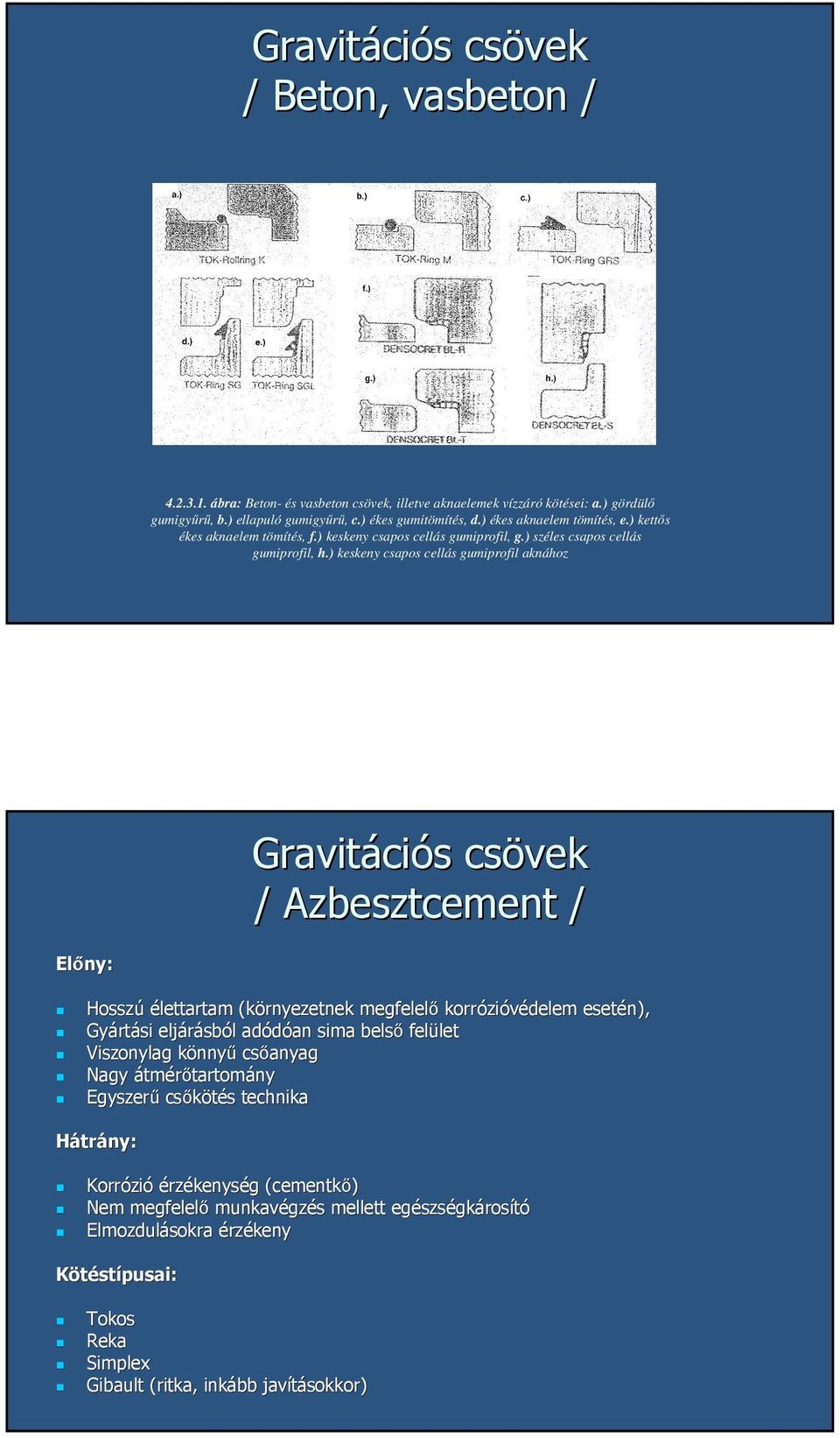 ) keskeny csapos cellás gumiprofil aknához Gravitációs csövek / Azbesztcement / Elő Előny: Hosszú Hosszú élettartam (kö (környezetnek megfelelő megfelelő korró korrózió zióvédelem eseté esetén), Gyá