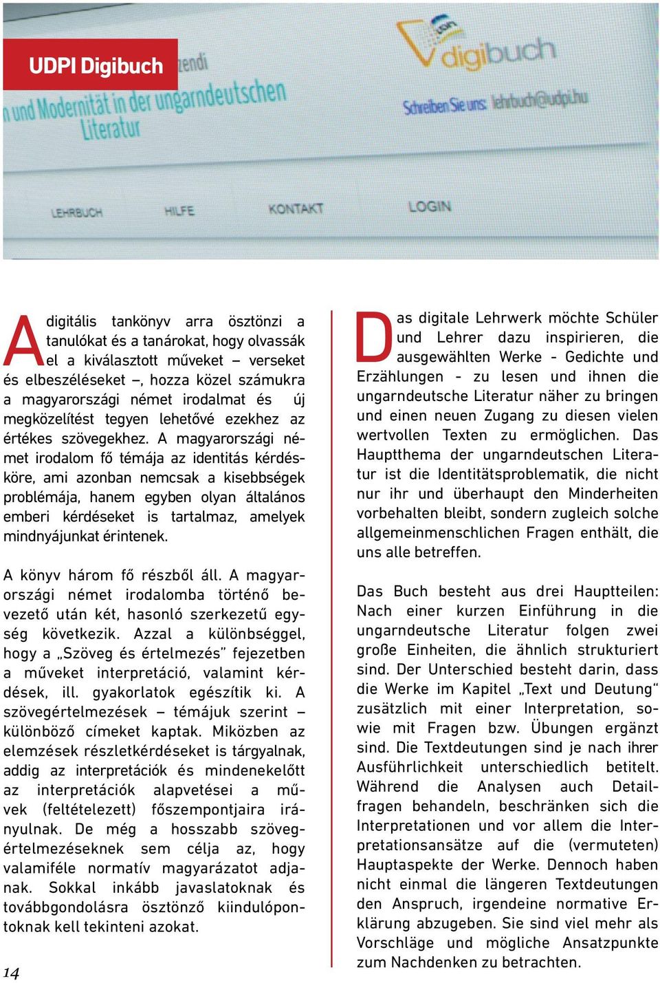 magyarországi német irodalom fő témája az identitás kérdésköre, ami azonban nemcsak a kisebbségek problémája, hanem egyben olyan általános emberi kérdéseket is tartalmaz, amelyek mindnyájunkat