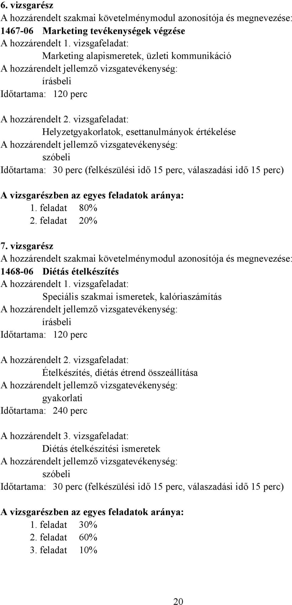 vizsgafeladat: Helyzetgyakorlatok, esettanulmányok értékelése A hozzárendelt jellemző vizsgatevékenység: szóbeli Időtartama: 30 perc (felkészülési idő 15 perc, válaszadási idő 15 perc) A