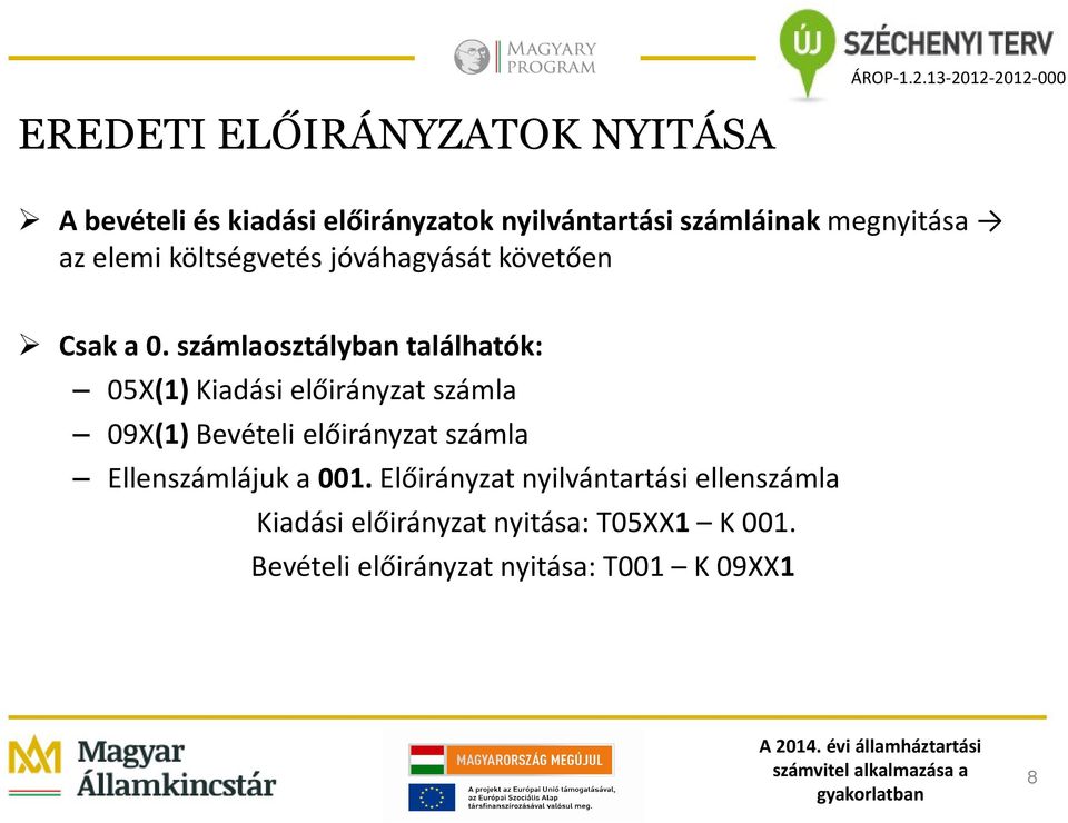 számlaosztályban találhatók: 05X(1) Kiadási előirányzat számla 09X(1) Bevételi előirányzat számla