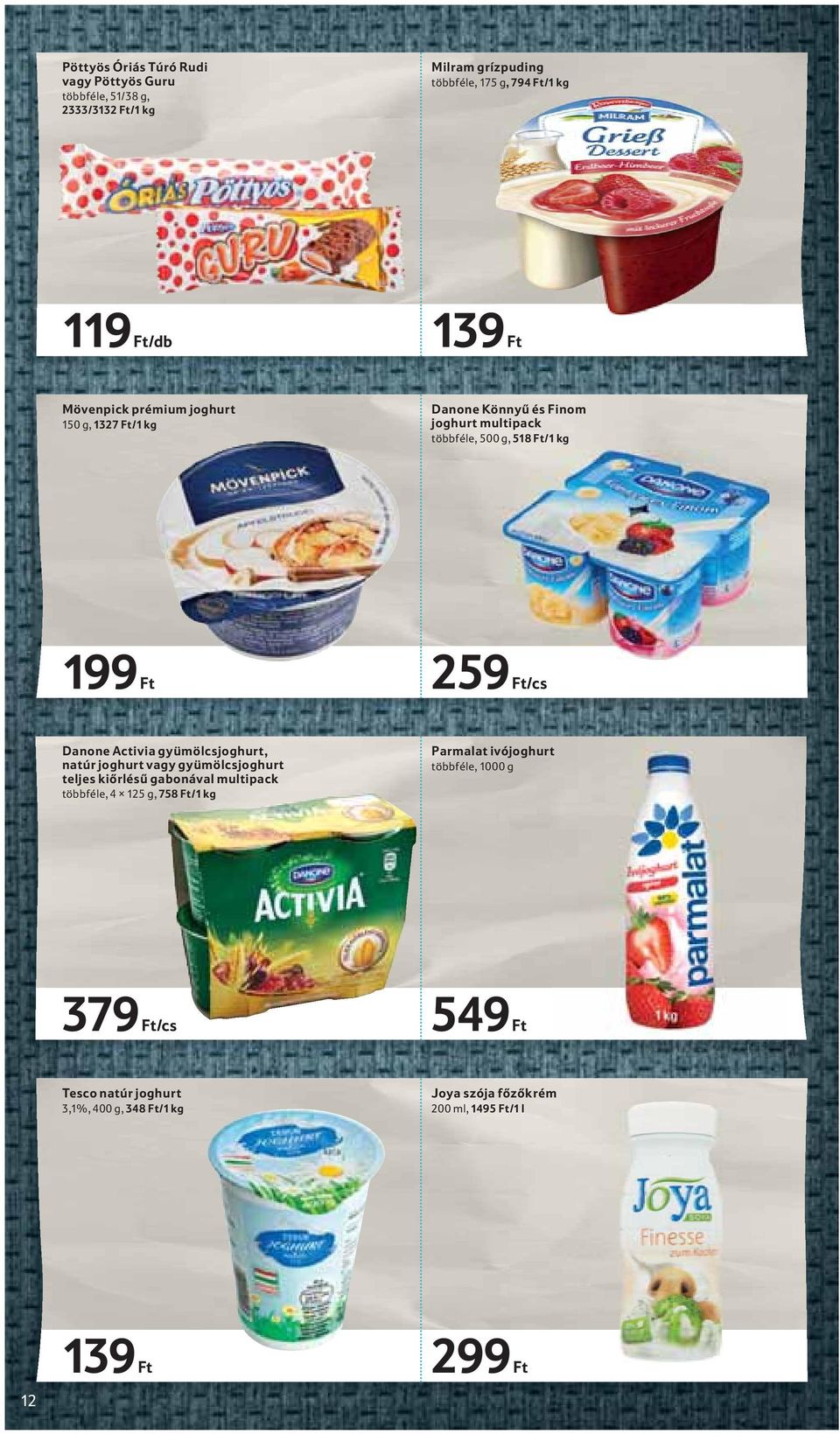 Danone Activia gyümölcsjoghurt, natúr joghurt vagy gyümölcsjoghurt teljes kiőrlésű gabonával multipack többféle, 4 125 g, 758 Ft/1 kg