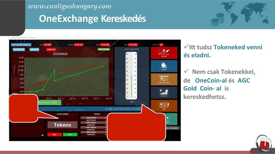 ü Nem csak Tokenekkel, de OneCoin- al és AGC Gold Coin-