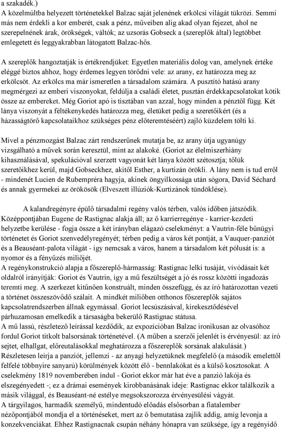 leggyakrabban látogatott Balzac-hős.