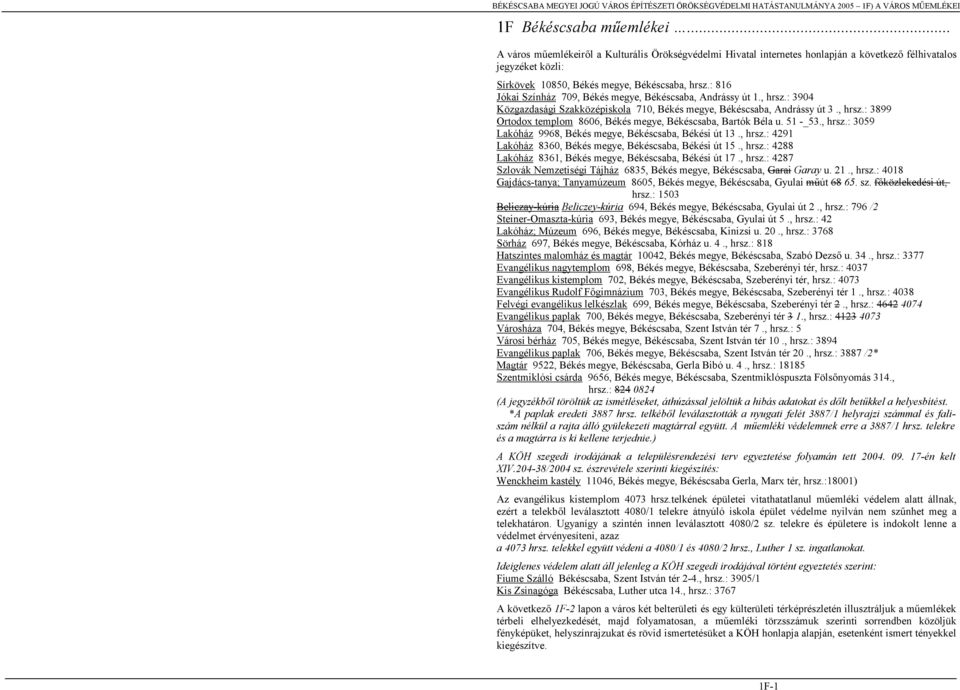 51 -_53., hrsz.: 3059 Lakóház 9968, Békés megye, Békéscsaba, Békési út 13., hrsz.: 4291 Lakóház 8360, Békés megye, Békéscsaba, Békési út 15., hrsz.: 4288 Lakóház 8361, Békés megye, Békéscsaba, Békési út 17.
