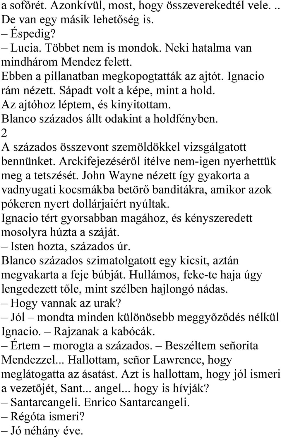 2 A százados összevont szemöldökkel vizsgálgatott bennünket. Arckifejezéséről ítélve nem-igen nyerhettük meg a tetszését.