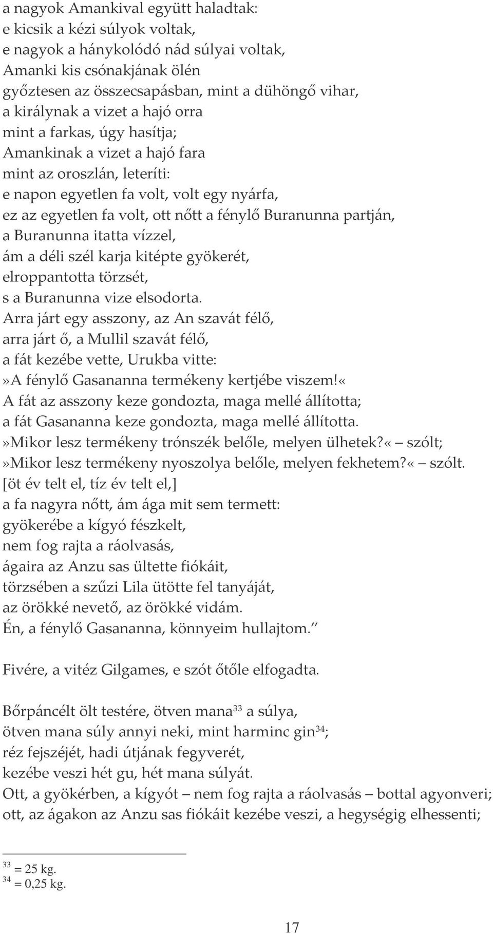 Buranunna partján, a Buranunna itatta vízzel, ám a déli szél karja kitépte gyökerét, elroppantotta törzsét, s a Buranunna vize elsodorta.