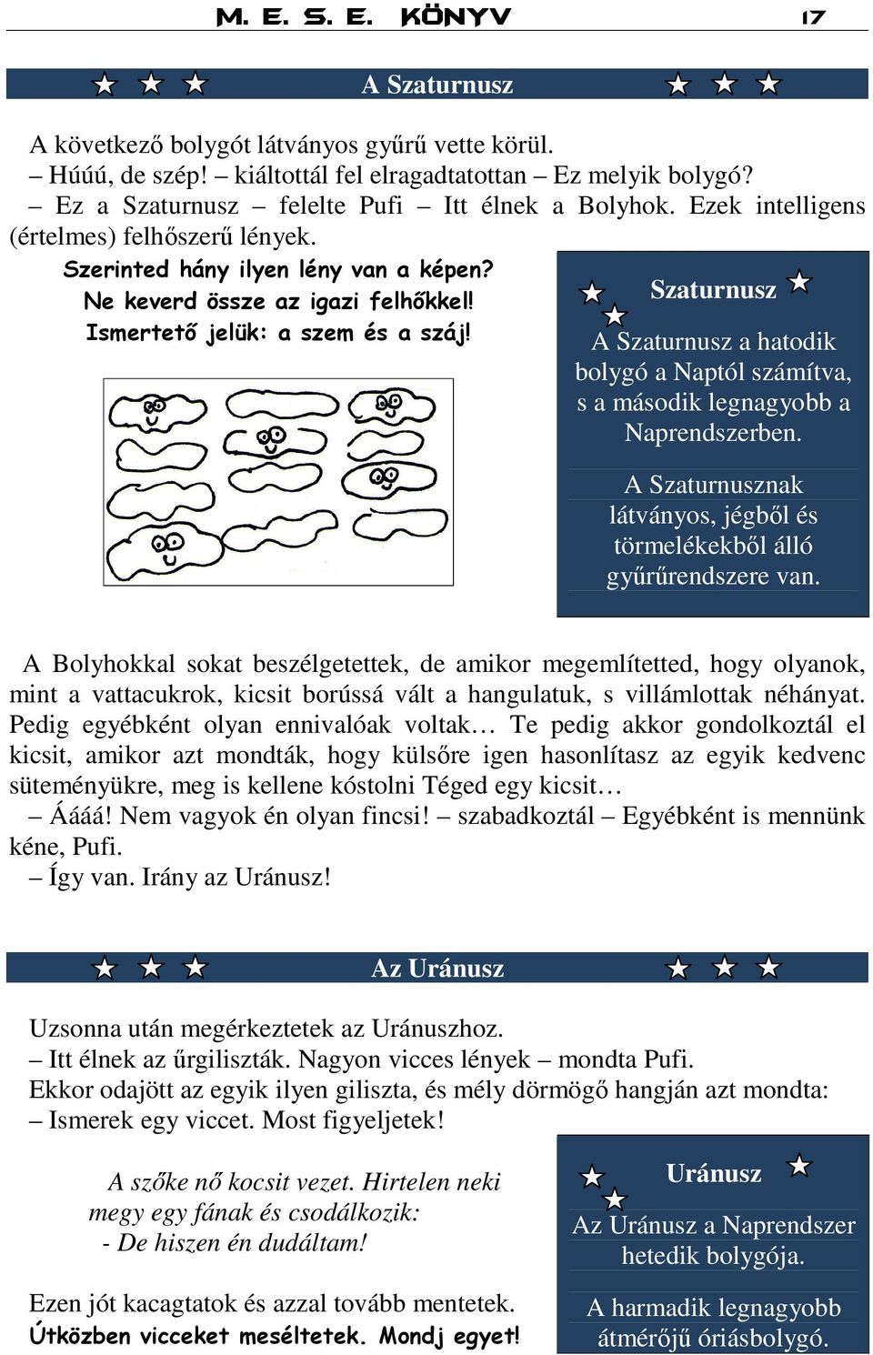 Szaturnusz A Szaturnusz a hatodik bolygó a Naptól számítva, s a második legnagyobb a Naprendszerben. A Szaturnusznak látványos, jégből és törmelékekből álló gyűrűrendszere van.