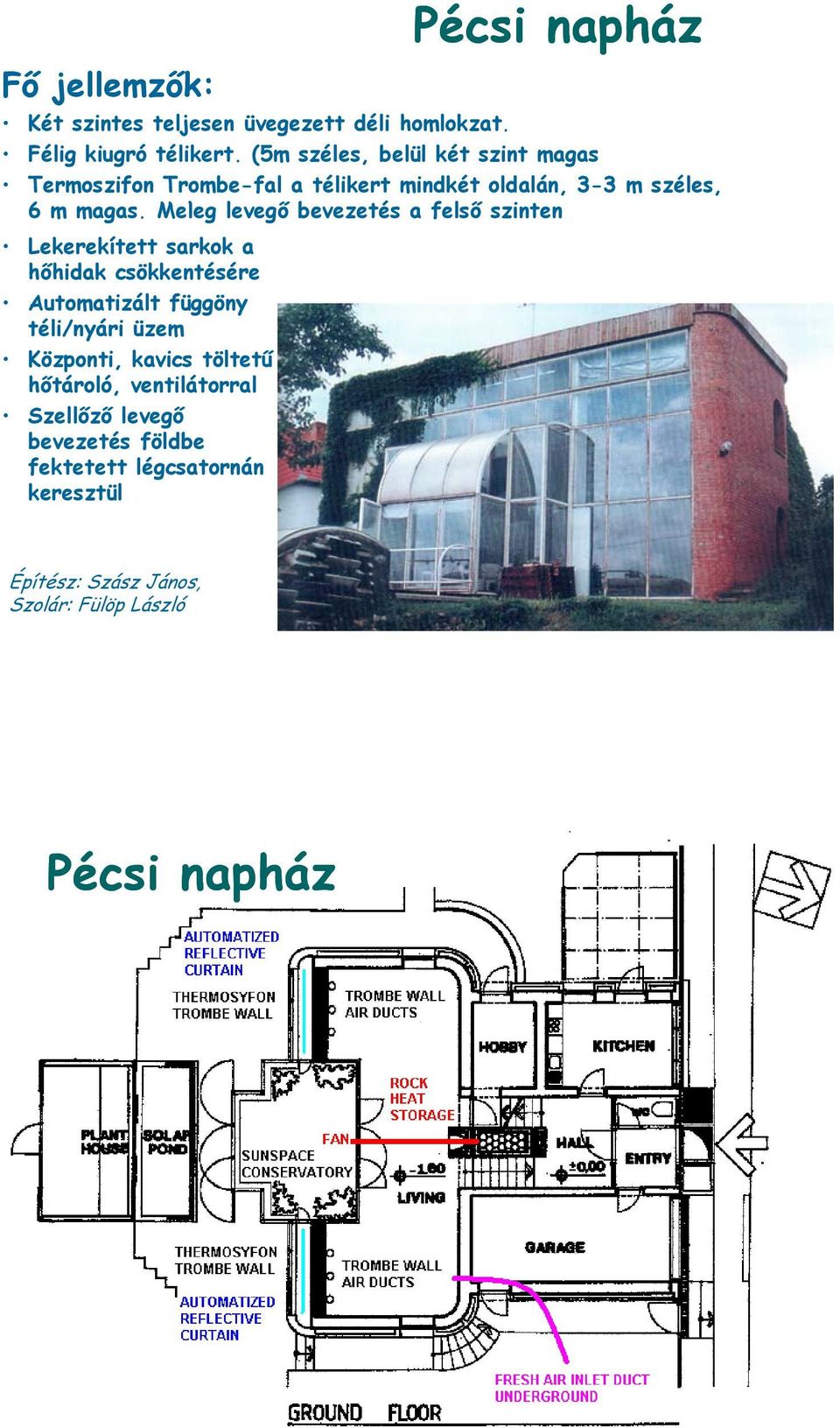 Meleg levegő ő bevezetés a felső ő szinten Lekerekített sarkok a hőhidak csökkentésére Automatizált függöny téli/nyári üzem