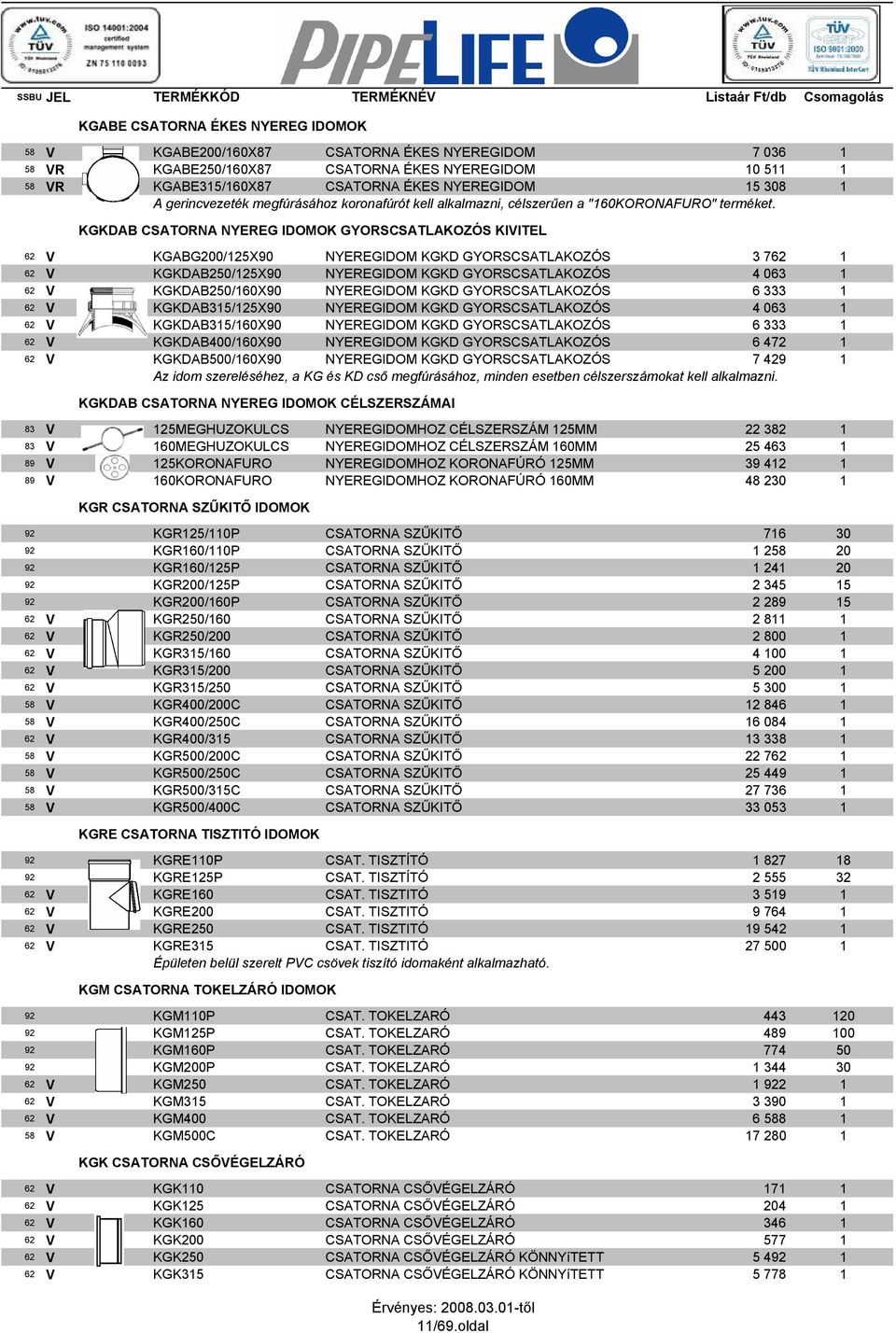 KGKDAB CSATORNA NYEREG IDOMOK GYORSCSATLAKOZÓS KIVITEL 62 V KGABG200/125X90 NYEREGIDOM KGKD GYORSCSATLAKOZÓS 3 762 1 62 V KGKDAB250/125X90 NYEREGIDOM KGKD GYORSCSATLAKOZÓS 4 063 1 62 V