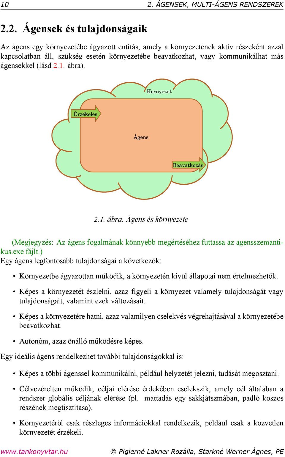 exe fájlt.) Egy ágens legfontosabb tulajdonságai a következők: Környezetbe ágyazottan működik, a környezetén kívül állapotai nem értelmezhetők.