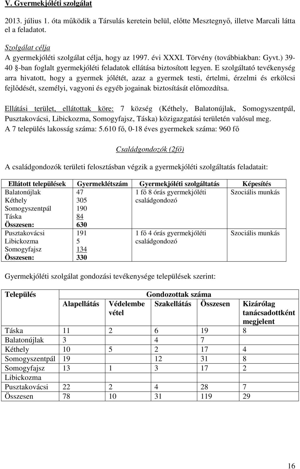 E szolgáltató tevékenység arra hivatott, hogy a gyermek jólétét, azaz a gyermek testi, értelmi, érzelmi és erkölcsi fejlıdését, személyi, vagyoni és egyéb jogainak biztosítását elımozdítsa.