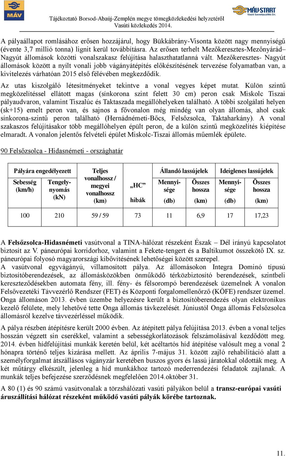 Mezőkeresztes- Nagyút állomások között a nyílt vonali jobb vágányátépítés előkészítésének tervezése folyamatban van, a kivitelezés várhatóan 2015 első félévében megkezdődik.