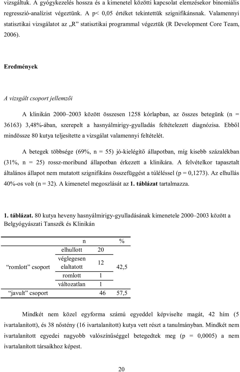 Eredmények A vizsgált csoport jellemzői A klinikán 2000 2003 között összesen 1258 kórlapban, az összes betegünk (n = 36163) 3,48%-ában, szerepelt a hasnyálmirigy-gyulladás feltételezett diagnózisa.