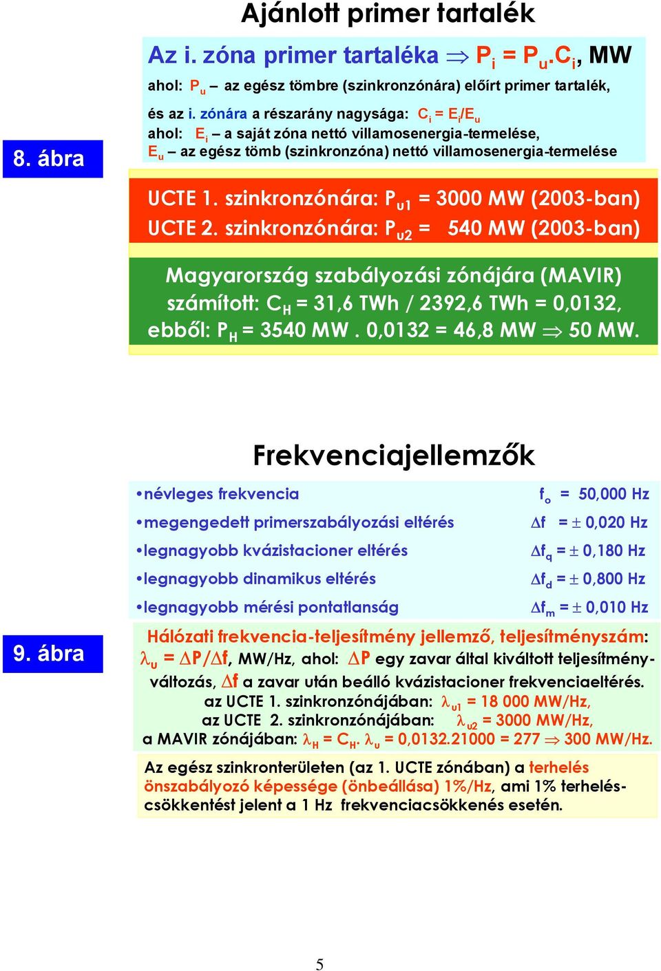 primer tartalék, UCTE. szinkronzónára: P u = 3 MW (23ban) UCTE 2.