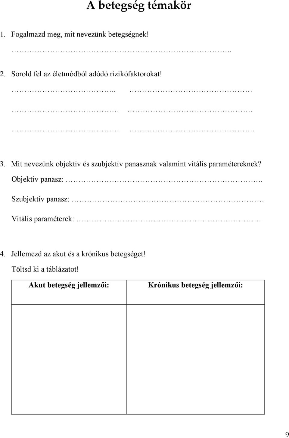 Mit nevezünk objektív és szubjektív panasznak valamint vitális paramétereknek? Objektív panasz:.