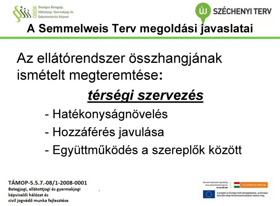 megteremtése: térségi szervezés -