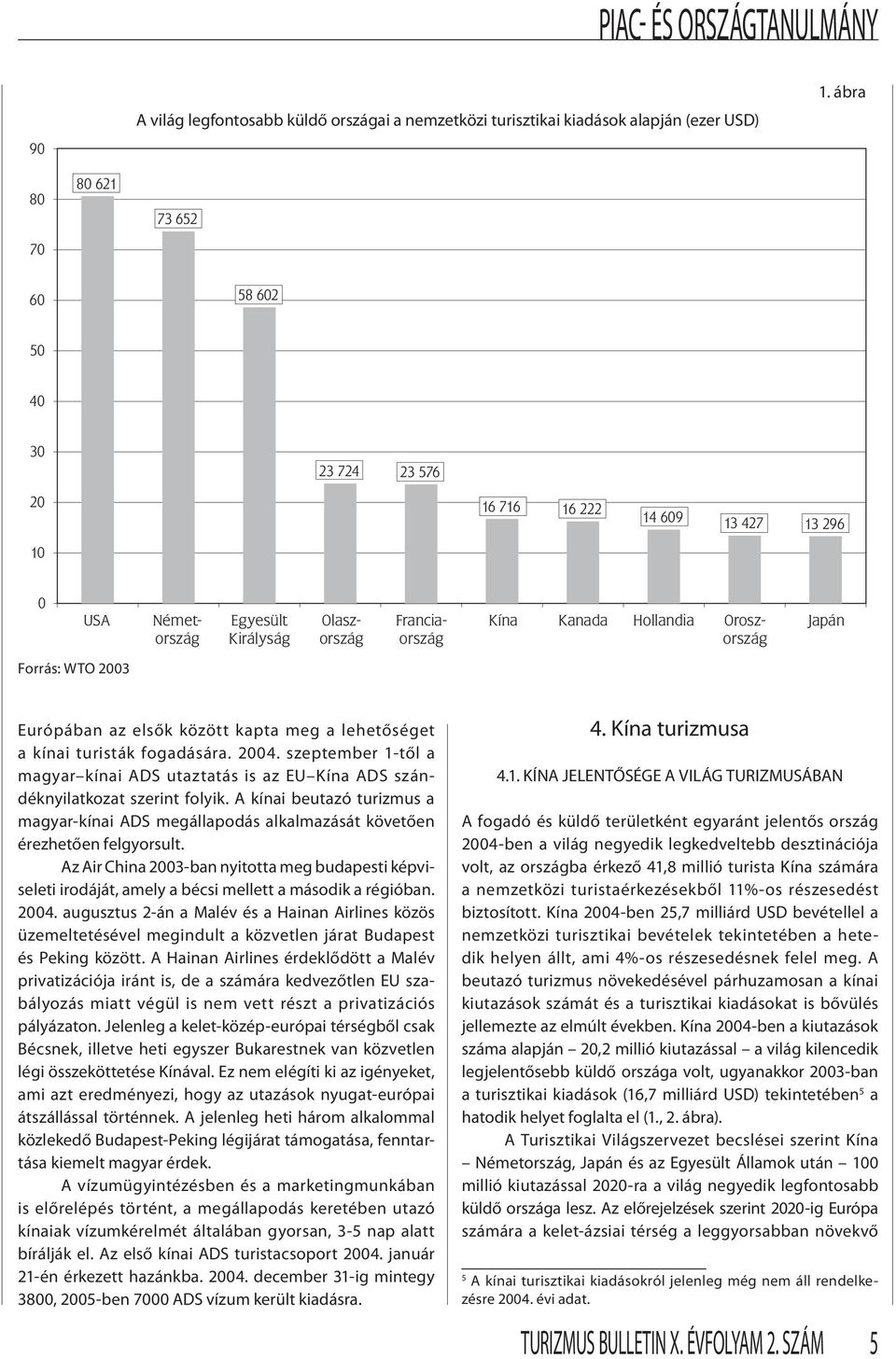 Japán Forrás: WTO 2003 Európában az elsők között kapta meg a lehetőséget a kínai turisták fogadására. 2004.