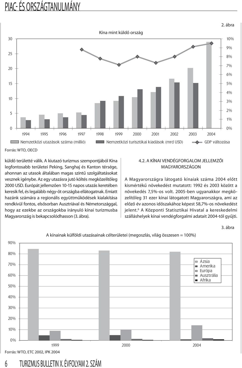 OECD küldő területté válik. A kiutazó turizmus szempontjából Kína legfontosabb területei Peking, Sanghaj és Kanton térsége, ahonnan az utasok általában magas szintű szolgáltatásokat vesznek igénybe.