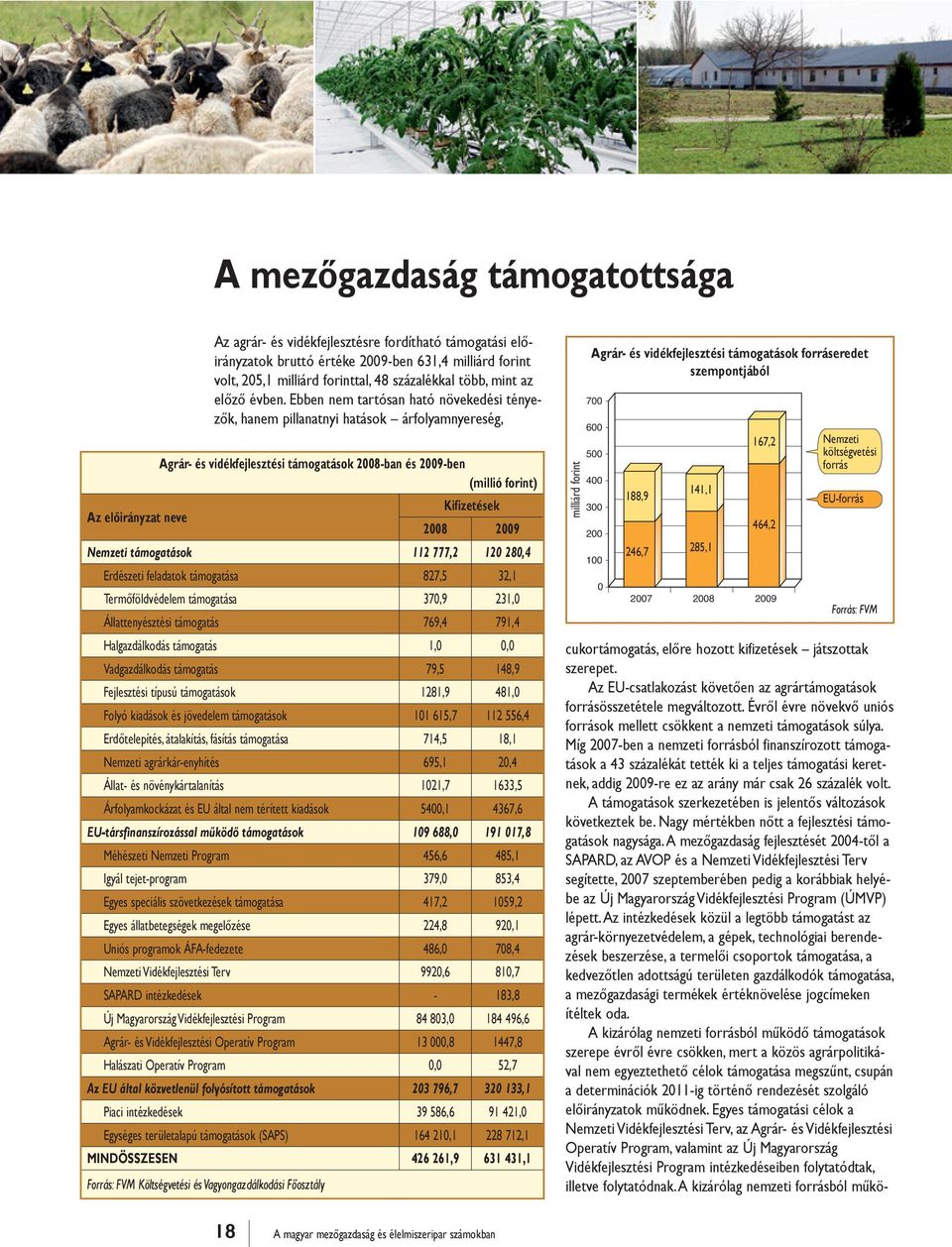 Ebben nem tartósan ható növekedési tényezők, hanem pillanatnyi hatások árfolyamnyereség, Agrár- és vidékfejlesztési támogatások 2008-ban és 2009-ben (millió forint) Kifizetések 2008 2009 Nemzeti