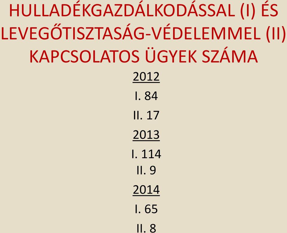 KAPCSOLATOS ÜGYEK SZÁMA 2012 I.