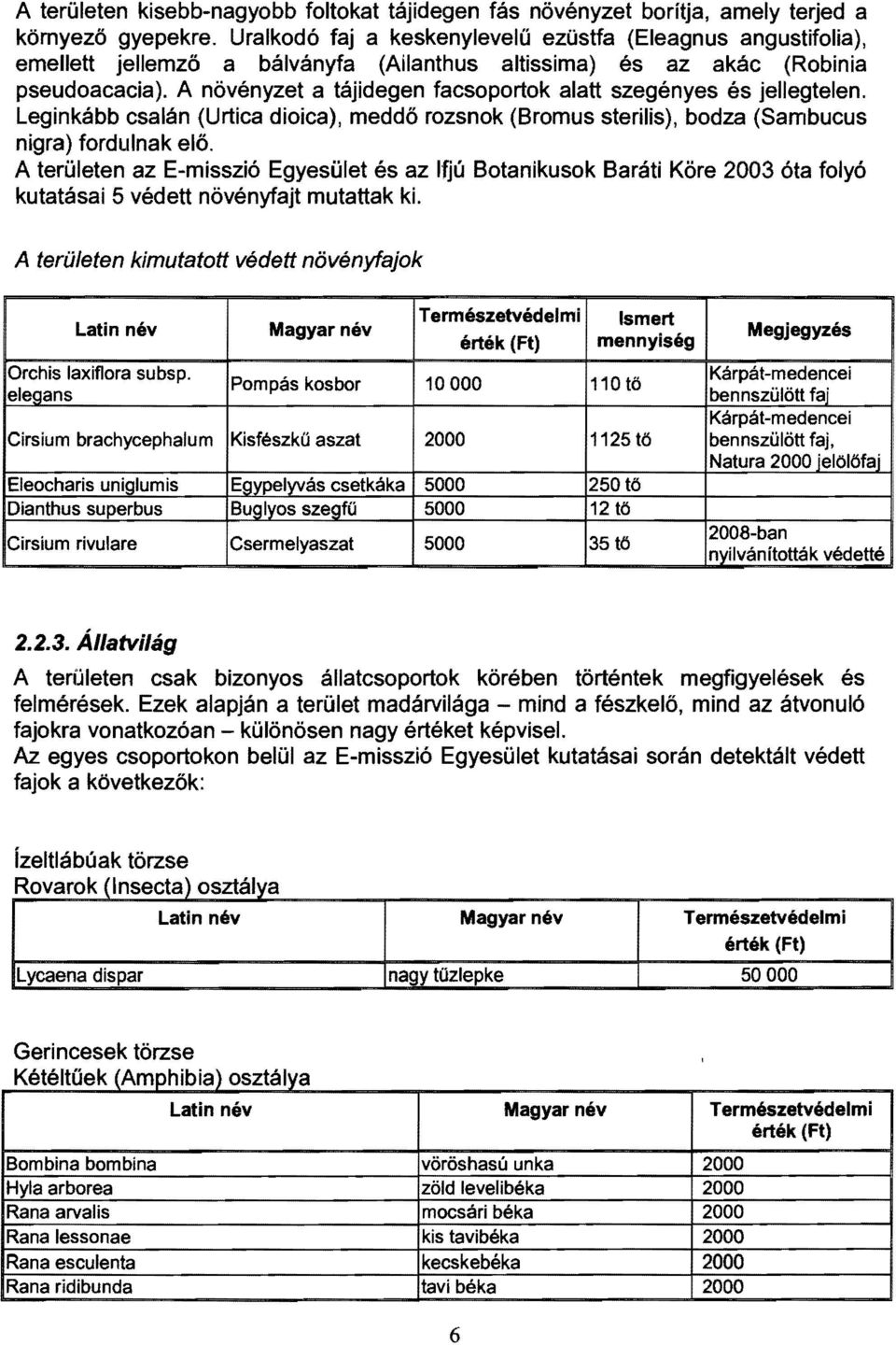 A növényzet a tájidegen facsoportok alatt szegényes és jellegtelen. Leginkább csalán (Urtica dioica), meddő rozsnok (Bromus sterilis), bodza (Sambucus nigra) fordulnak elő.