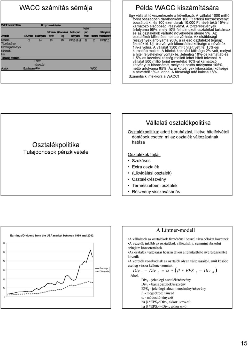 kiszámítására Egy vállalat tőkeszerkezete a következő: A vállalat 1000 millió forit összegbe darabokét 100 Ft értékű törzsrészvéyt bocsátott ki, és 100 ezer darab 10.