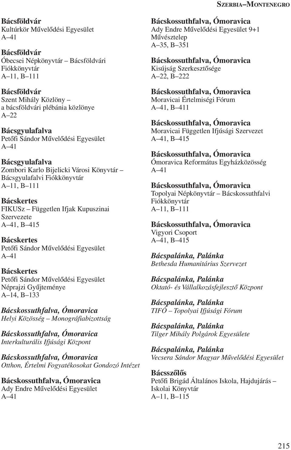 Monográfiabizottság Interkulturális Ifjúsági Központ Otthon, Értelmi Fogyatékosokat Gondozó Intézet Ady Endre Mûvelõdési Egyesület Ady Endre Mûvelõdési Egyesület 9+1 Mûvésztelep A 35, B 351 Kisújság