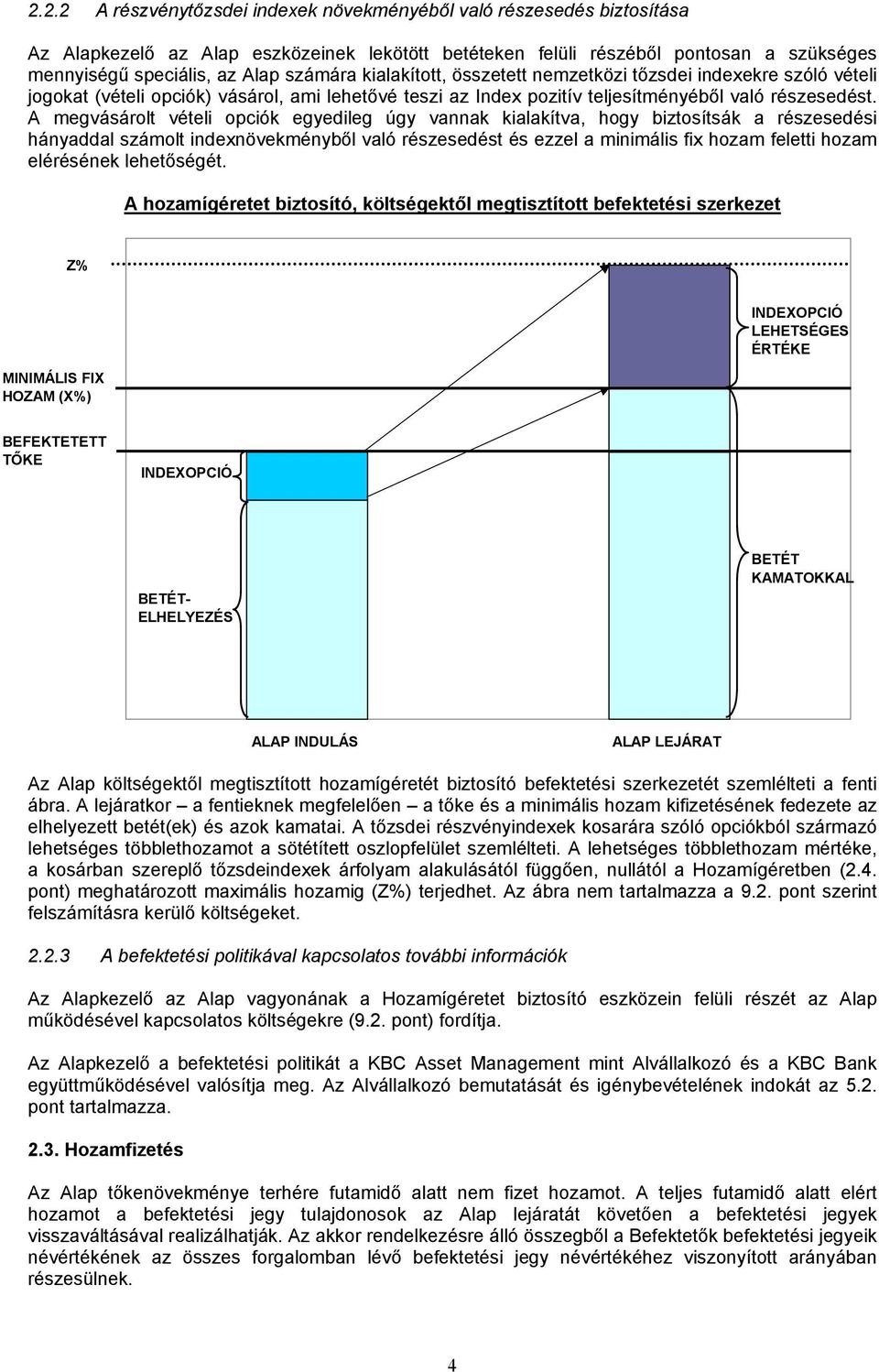 A megvásárolt vételi opciók egyedileg úgy vannak kialakítva, hogy biztosítsák a részesedési hányaddal számolt indexnövekményből való részesedést és ezzel a minimális fix hozam feletti hozam