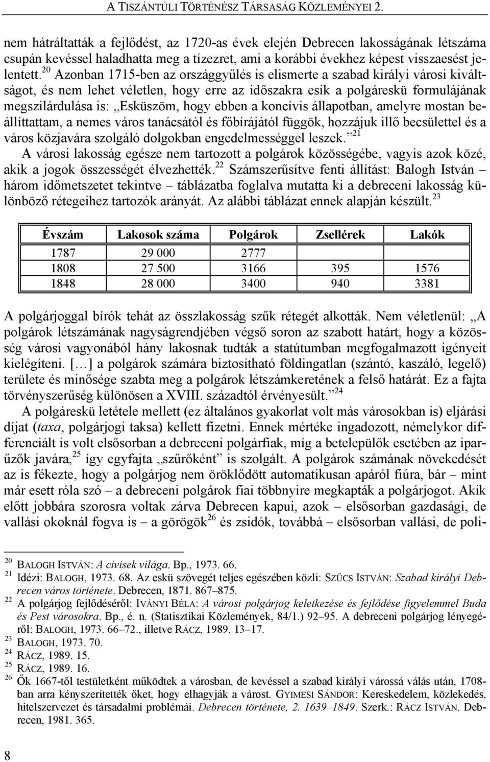 20 Azonban 1715-ben az országgyűlés is elismerte a szabad királyi városi kiváltságot, és nem lehet véletlen, hogy erre az időszakra esik a polgáreskü formulájának megszilárdulása is: Esküszöm, hogy