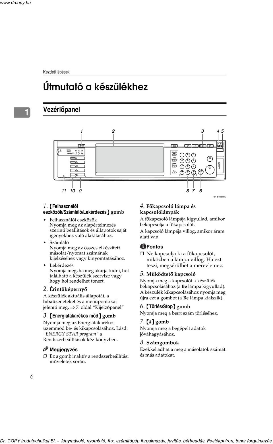 Számláló Nyomja meg az összes elkészített másolat/nyomat számának kijelzéséhez vagy kinyomtatásához.