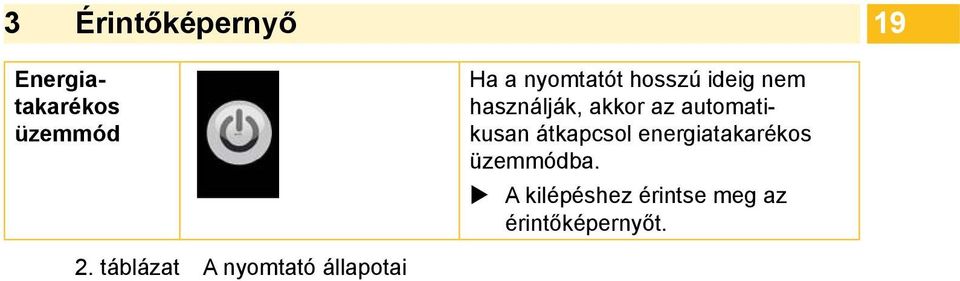 automatikusan átkapcsol energiatakarékos üzemmódba.