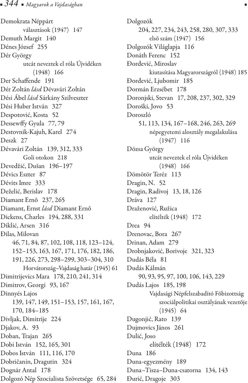 Devedžić, Dušan 196 197 Dévics Eszter 87 Dévits Imre 333 Deželić, Berislav 178 Diamant Ernő 237, 265 Diamant, Ernst lásd Diamant Ernő Dickens, Charles 194, 288, 331 Diklić, Arsen 316 Đilas, Milovan