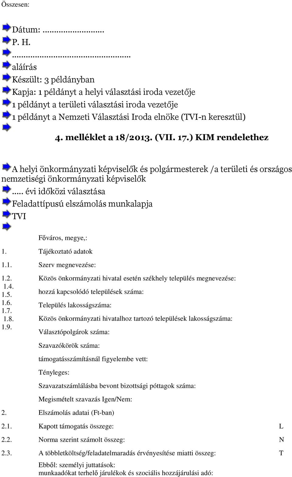 melléklet a 18/2013. (VII. 17.) KIM rendelethez A helyi önkormányzati képviselők és polgármesterek /a területi és országos nemzetiségi önkormányzati képviselők.