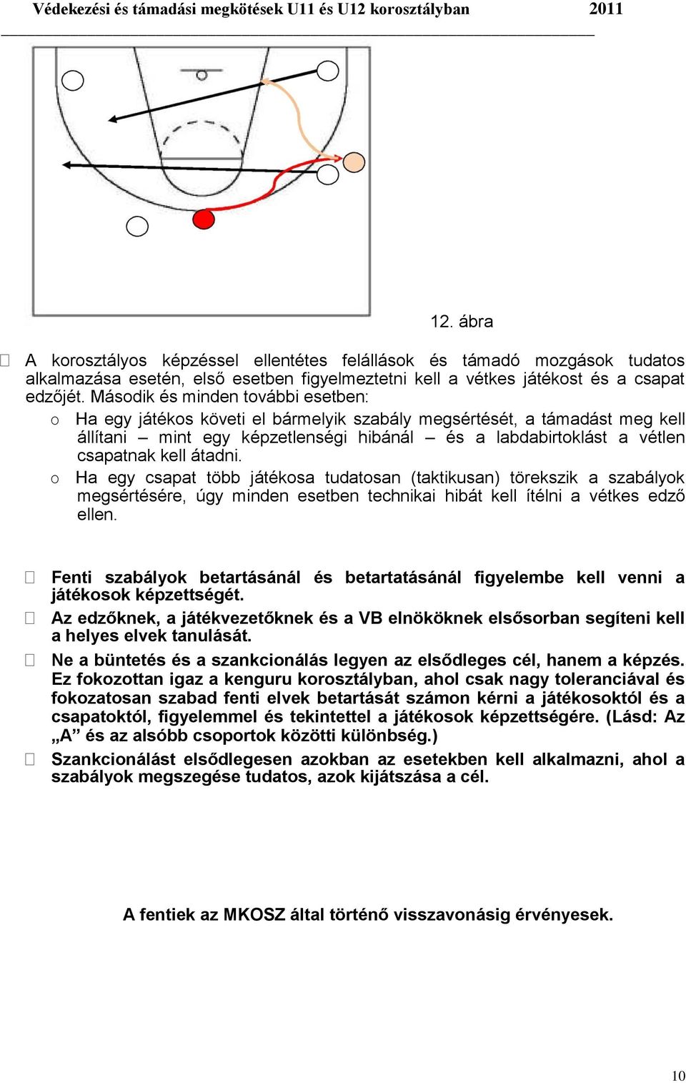 átadni. O Ha egy csapat több játékosa tudatosan (taktikusan) törekszik a szabályok megsértésére, úgy minden esetben technikai hibát kell ítélni a vétkes edző ellen.