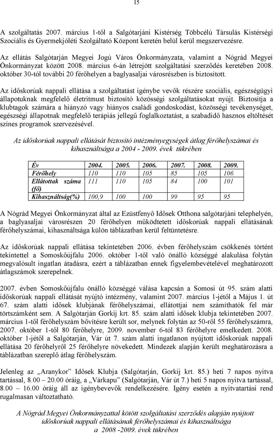 október 30-tól további 20 férőhelyen a baglyasaljai városrészben is biztosított.