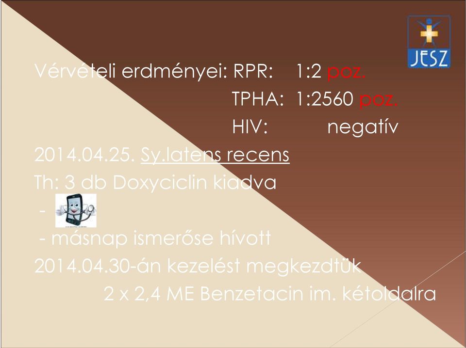 latens recens Th: 3 db Doxyciclin kiadva - - másnap