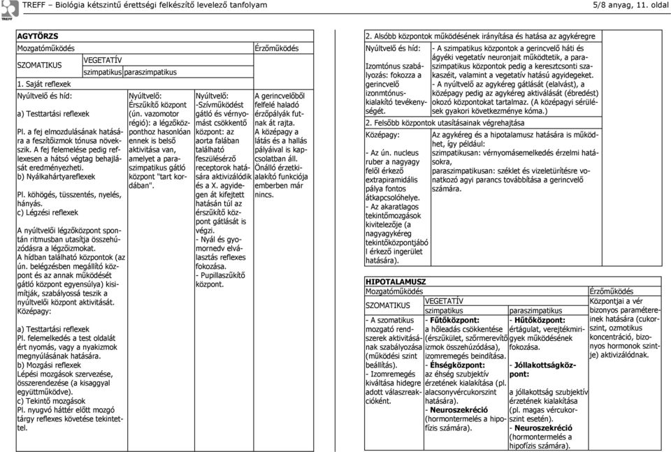 c) Légzési reflexek A nyúltvelői légzőközpont spontán ritmusban utasítja összehúzódásra a légzőizmokat. A hídban található központok (az ún.