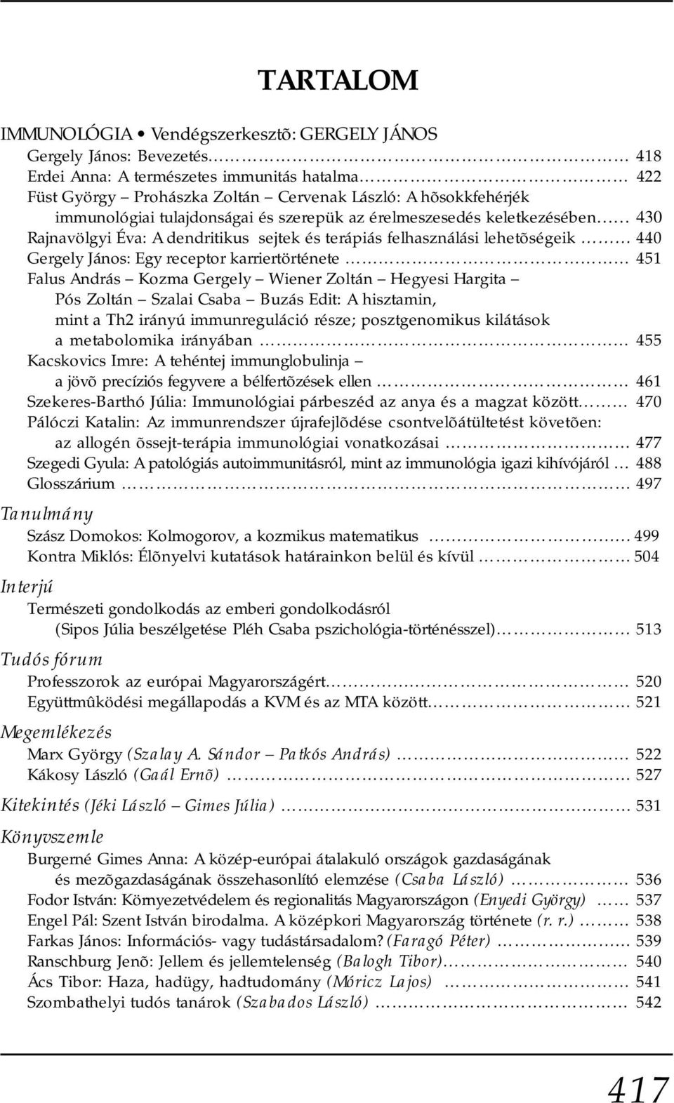 karriertörténete 451 Falus András Kozma Gergely Wiener Zoltán Hegyesi Hargita Pós Zoltán Szalai Csaba Buzás Edit: A hisztamin, mint a Th2 irányú immunreguláció része; posztgenomikus kilátások a