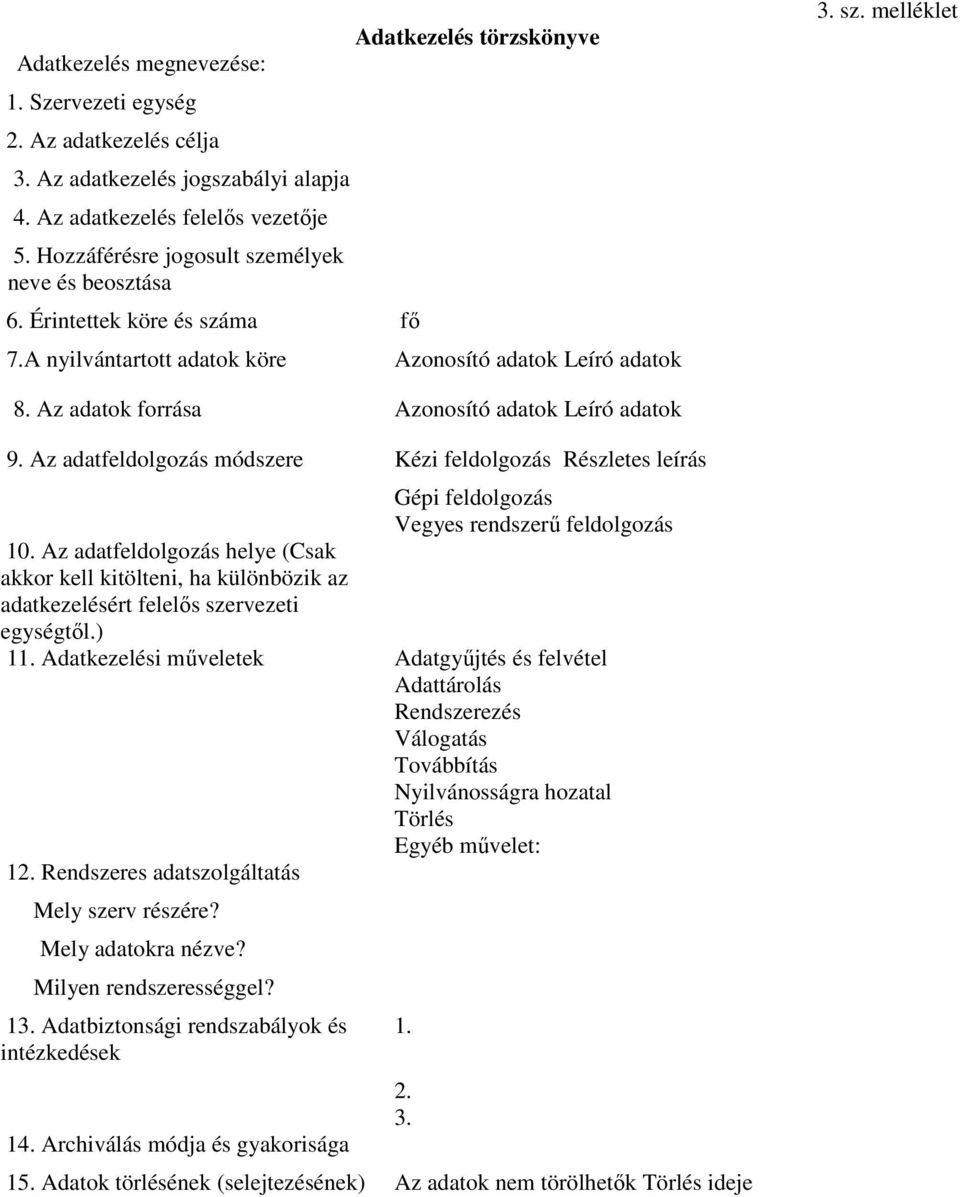 Az adatfeldolgozás módszere Kézi feldolgozás Részletes leírás Gépi feldolgozás Vegyes rendszerű feldolgozás 10.