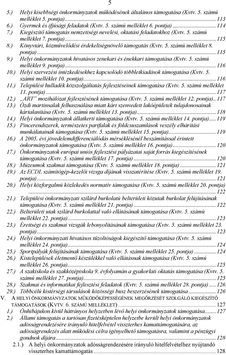 pontja)...115 9.) Helyi önkormányzatok hivatásos zenekari és énekkari támogatása (Kvtv. 5. számú melléklet 9. pontja)...116 10.