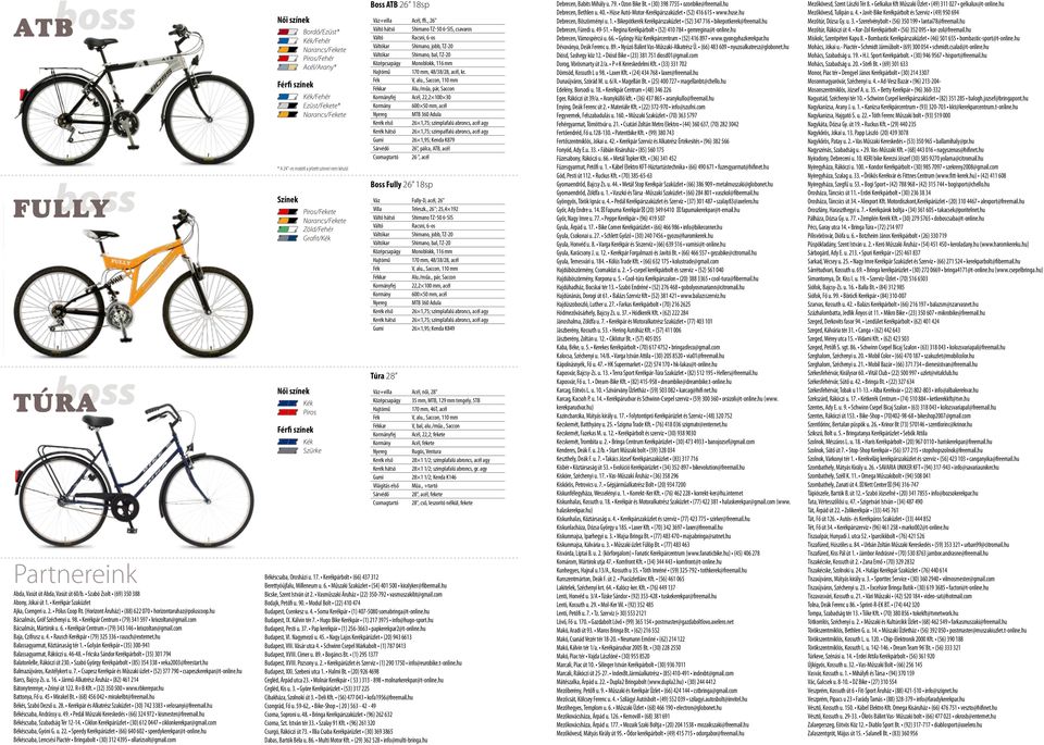 com Baja, Czifrusz u. 4. Rausch Kerékpár (79) 325 336 rausch@externet.hu Balassagyarmat, Köztársaság tér 1. Golyán Kerékpár (35) 300-941 Balassagyarmat, Rákóczi u. 46-48.