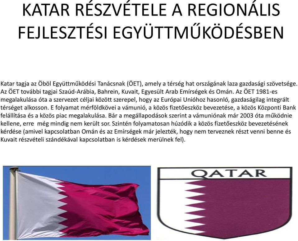 Az ÖET 1981-es megalakulása óta a szervezet céljai között szerepel, hogy az Európai Unióhoz hasonló, gazdaságilag integrált térséget alkosson.