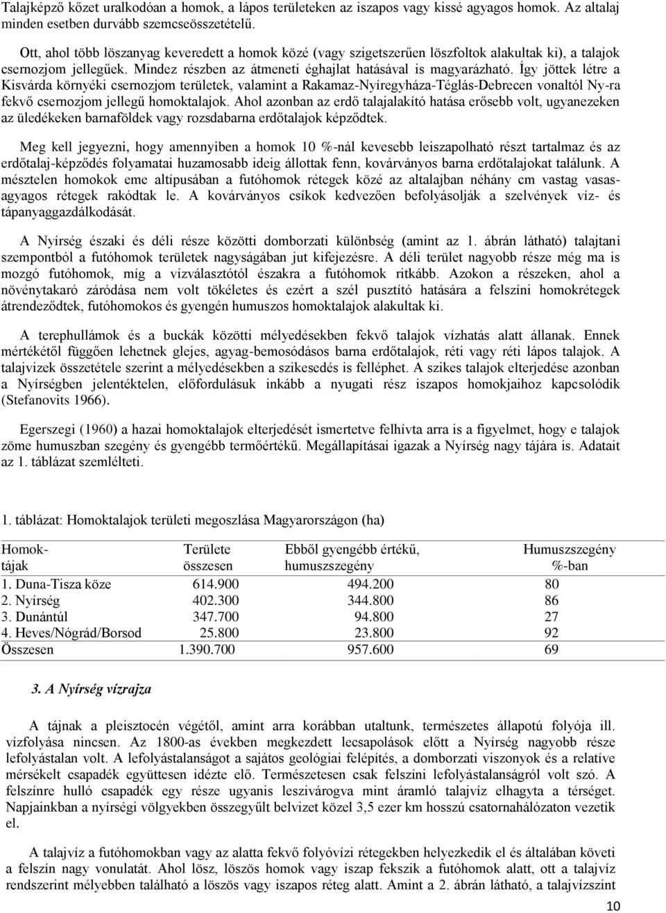 Így jöttek létre a Kisvárda környéki csernozjom területek, valamint a Rakamaz-Nyíregyháza-Téglás-Debrecen vonaltól Ny-ra fekvő csernozjom jellegű homoktalajok.