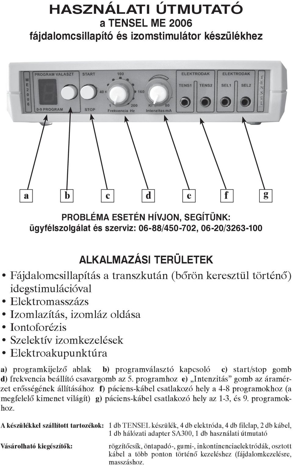 lek t roa k upu n kt ú ra a) p r o gr a m k i j e l z ô a b l a k b) p r o g r a m v á l a s z t ó k a p c s o l ó c) start/stop gomb d) frek vencia be ál lí tó csa var gomb az 5.