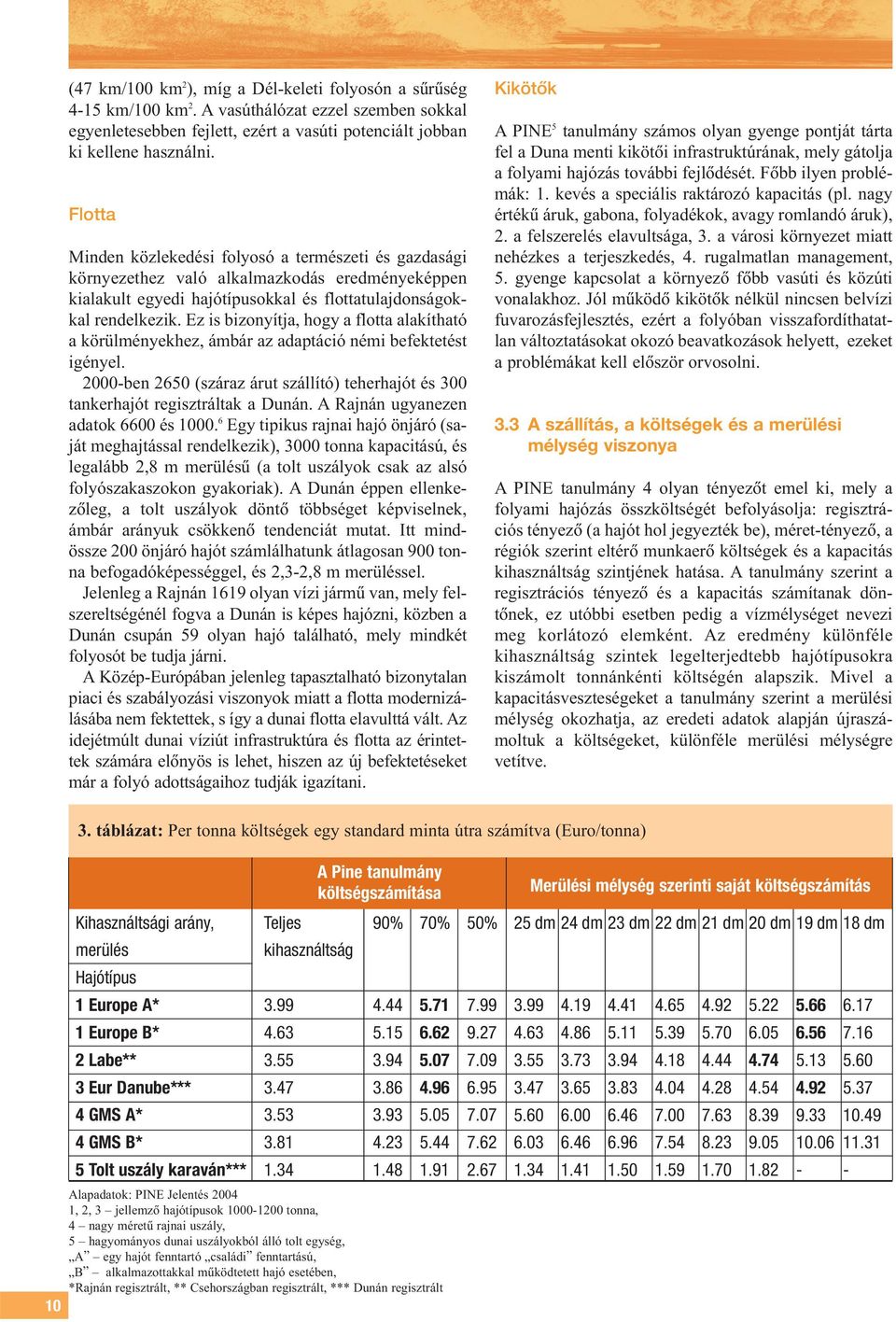 Ez is bizonyítja, hogy a flotta ala kít ható a körülményekhez, ámbár az adaptáció némi befektetést igényel. 2000-ben 2650 (száraz árut szállító) teherhajót és 300 tankerhajót regisztráltak a Dunán.