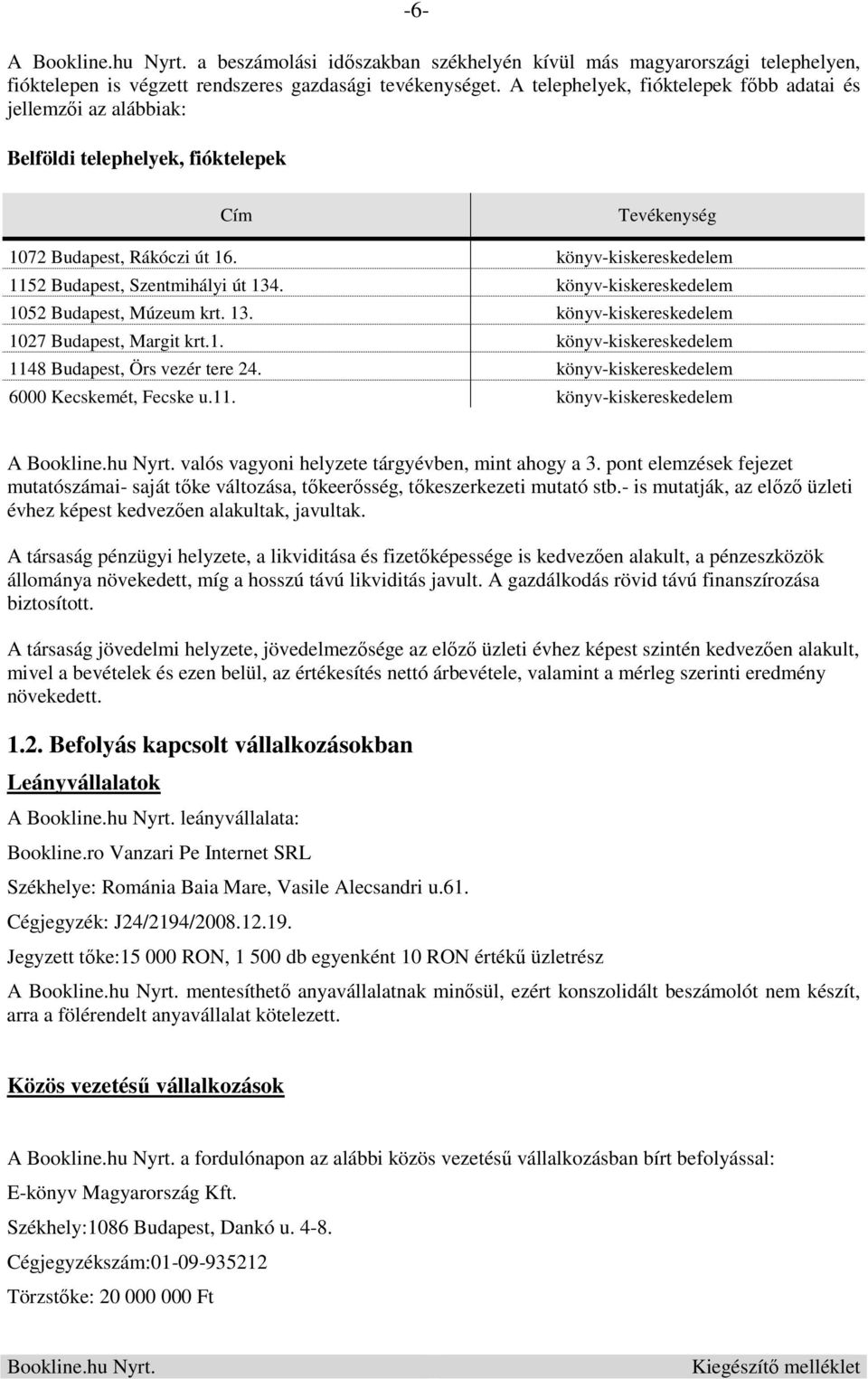 könyv-kiskereskedelem 1152 Budapest, Szentmihályi út 134. könyv-kiskereskedelem 1052 Budapest, Múzeum krt. 13. könyv-kiskereskedelem 1027 Budapest, Margit krt.1. könyv-kiskereskedelem 1148 Budapest, Örs vezér tere 24.