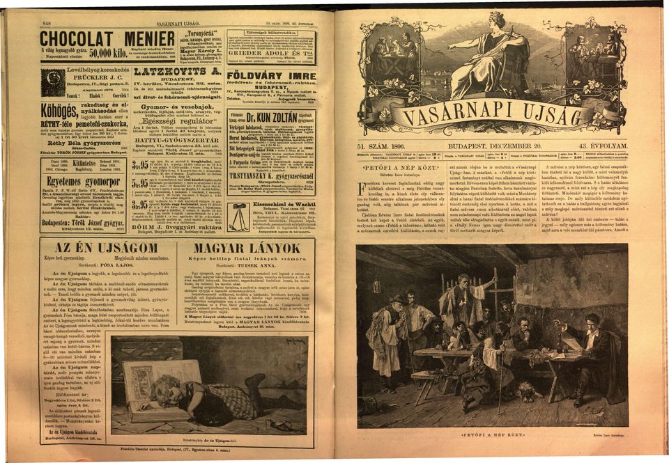 góz-oragyára Budapesten, VII., Kazinczy-u. 3. Képes árjegyzék, kóltségjegyz. bérm. SZÁM. 1896. 43. ÉVFOLYAM.