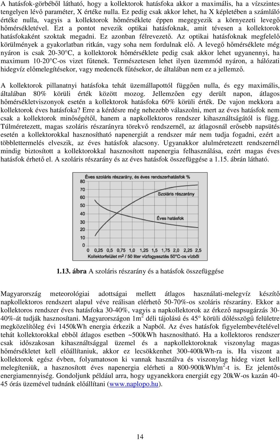 Ezt a pontot nevezik optikai hatásfoknak, amit tévesen a kollektorok hatásfokaként szoktak megadni. Ez azonban félrevezető.